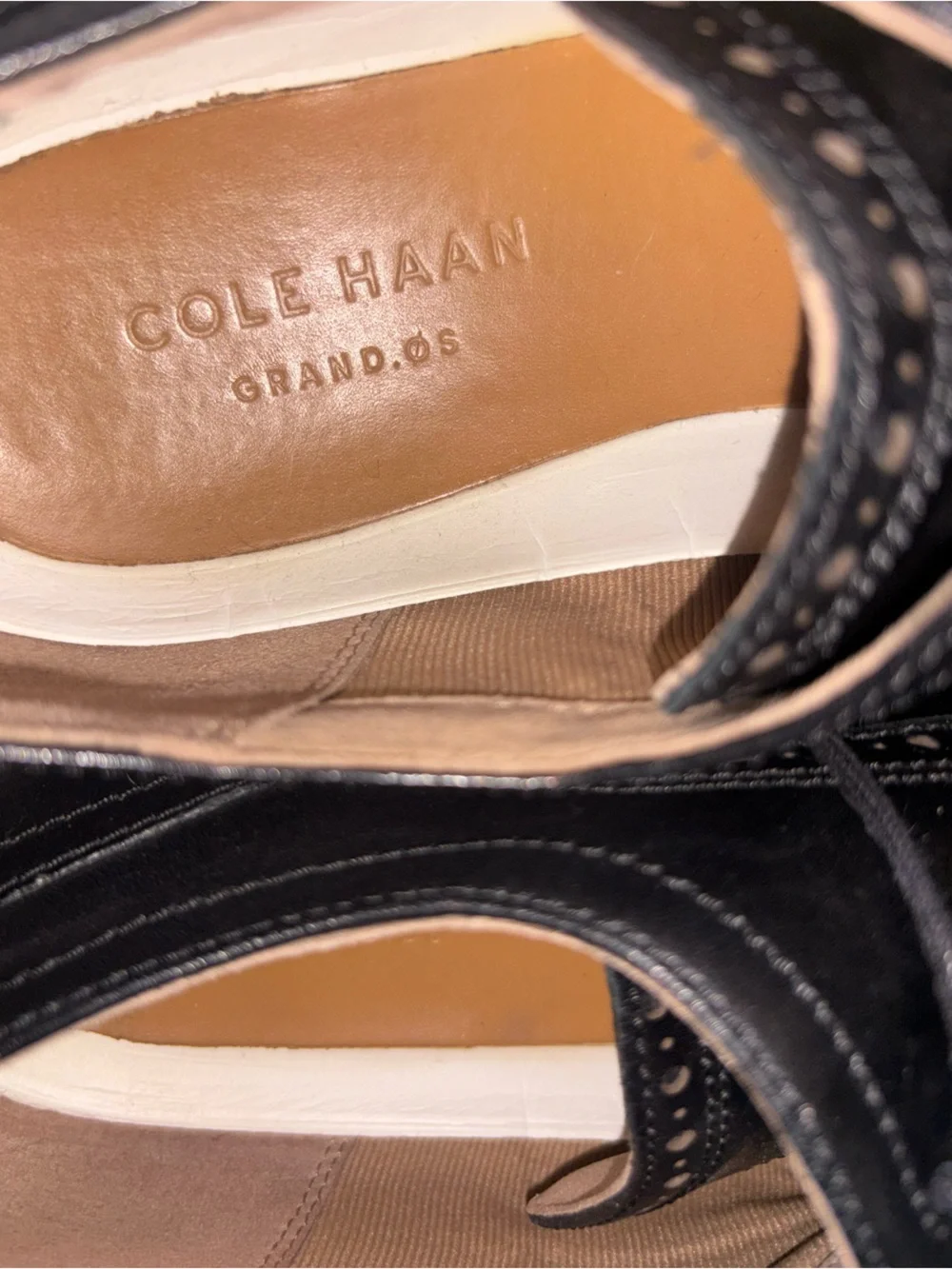 Cole Haan Black Leather Wingtip Derby Shoes